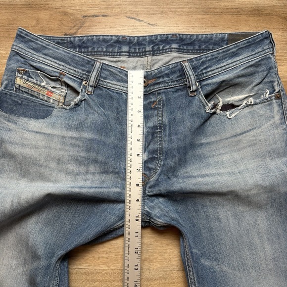 Diesel Waykee Jeans Men 36x30 Blue Straight Leg Medium Wash Faded Denim 0806U - Picture 13 of 16